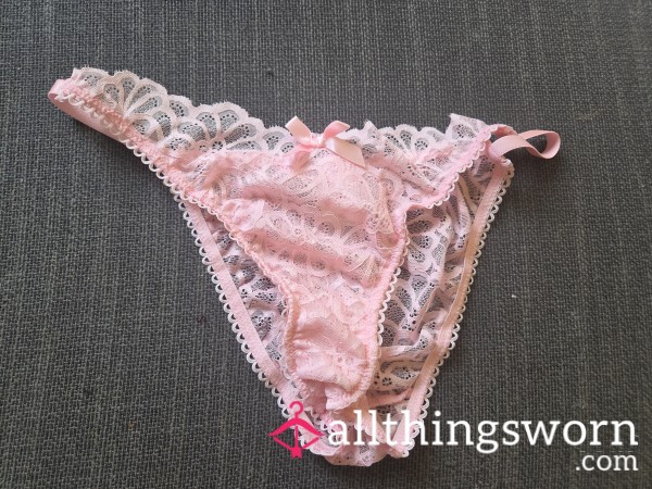 Pink Lace Panty With Pink Bow Extra Large