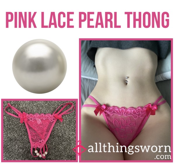 Pink Lace Pearl Thong💞