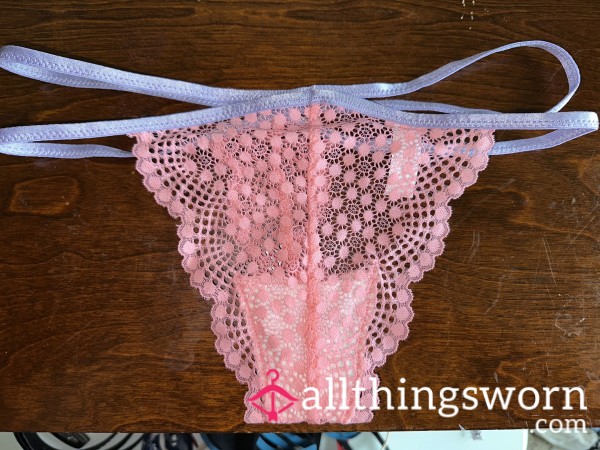Pink Lace Strappy Thong