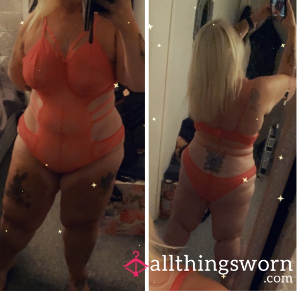 Pink Lace Strappy Bodysuit Lingerie Plus Size
