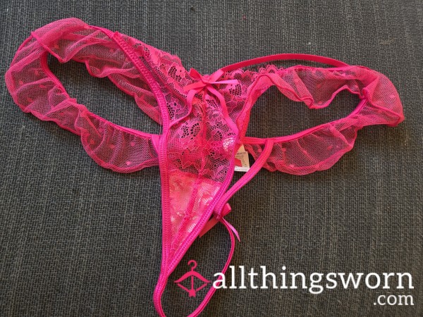 Pink Lace Thong Lace With Bows Size Extra Large