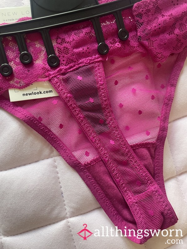 Pink Lace Thong Worn For 24 Hours