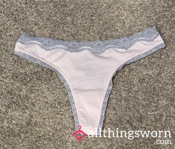 Pink Lace Trim Thong
