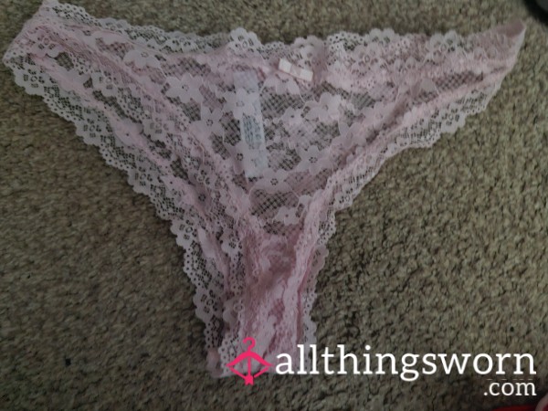 Pink Lacey See-through Panties Size 8 Small