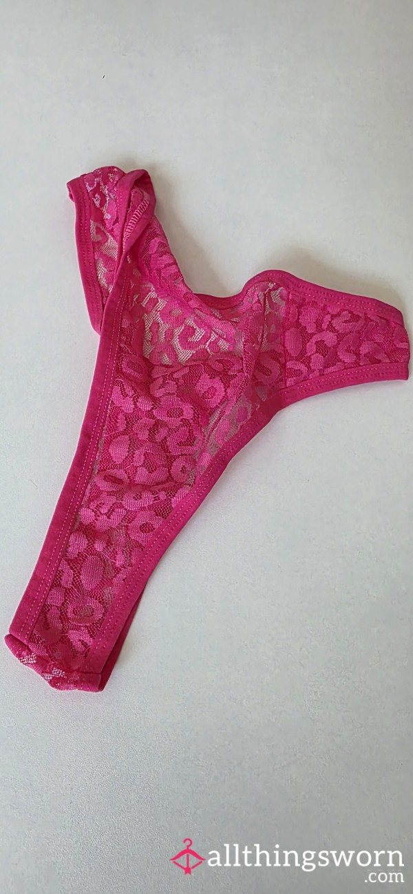 Pink Lacey Thong