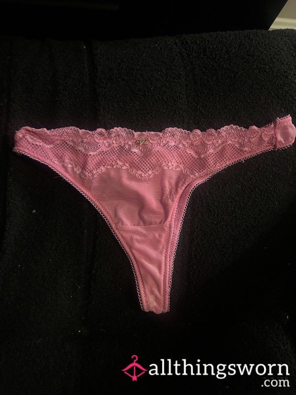 Pink Lacey Thong