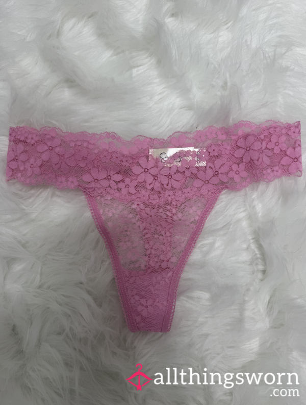 Pink Lacey Thong
