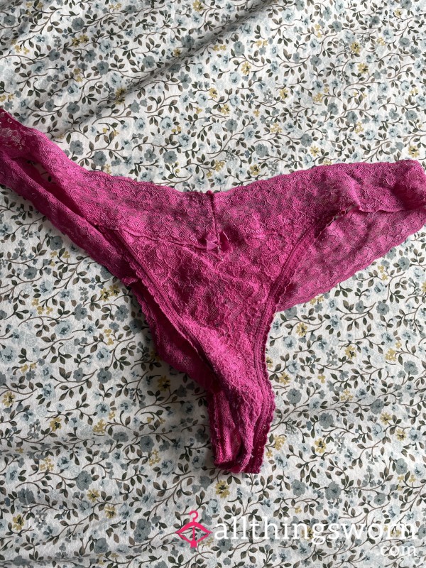 Pink Lacey Thong