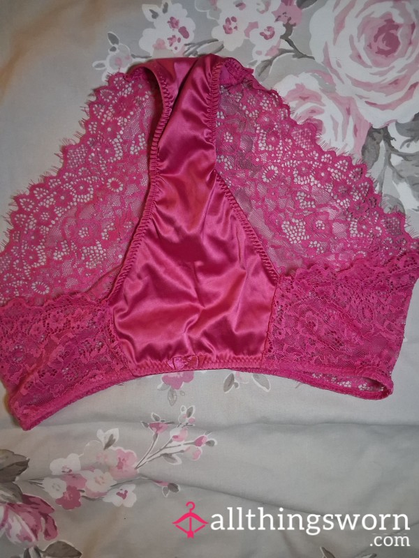 Pink Lacy Panties Silky At The Front Lacy At The Back