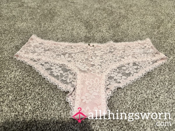 Pink Lacy Panties Worn For The Day