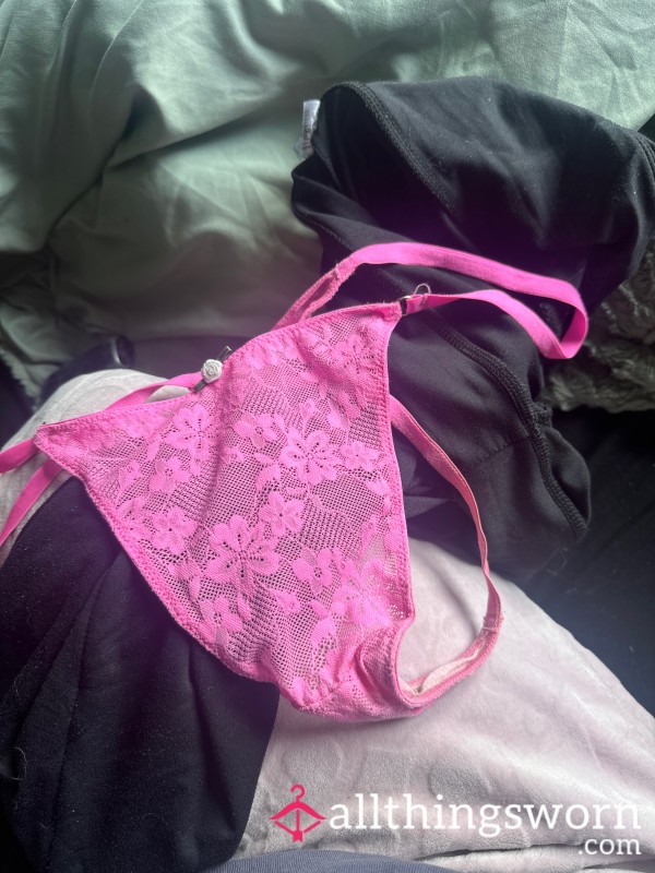 Pink Lacy Thong Used In Gym. Worn For 18 Hours