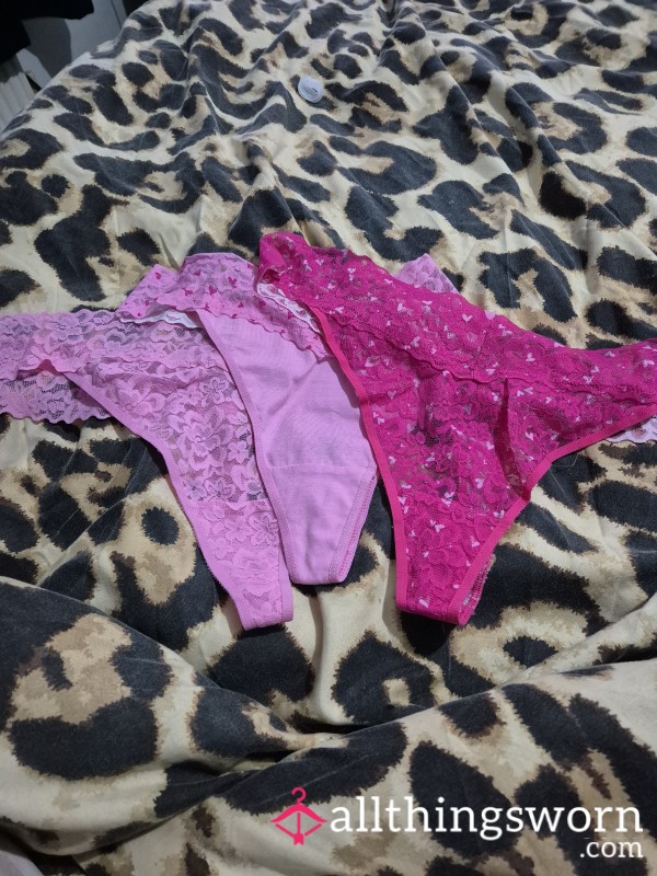 Pink Lacy Thongs Ready To Be Worn To Fit Your Exact Request Xx