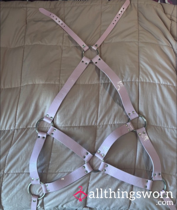 Pink Leather Sissy Harness