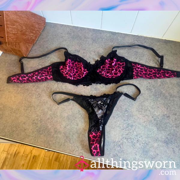 💗🔥 Pink Leopard Bra & Panty Set 🔥💗