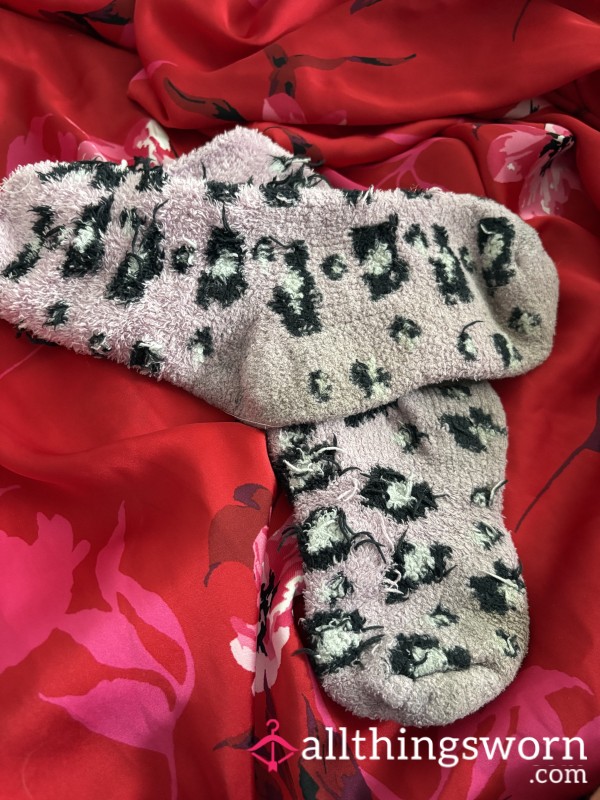 Pink Leopard Print Socks Old