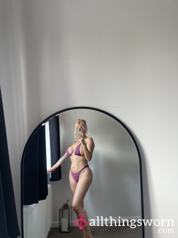 Pink Leopard Print Thong Bakini