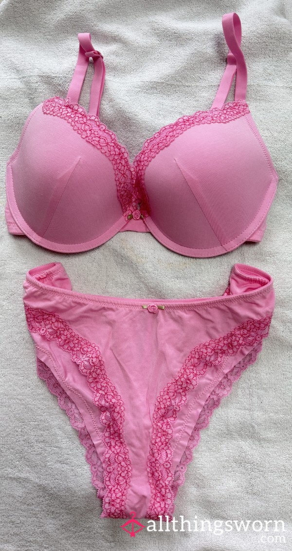 Pink Lingerie Bra And Panties Set
