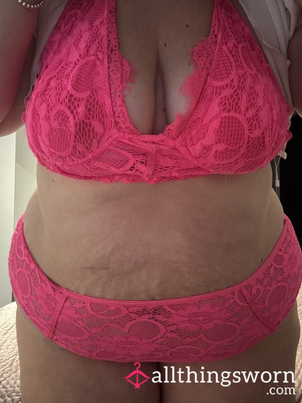 Pink Lingerie Set With My Big Tits Out