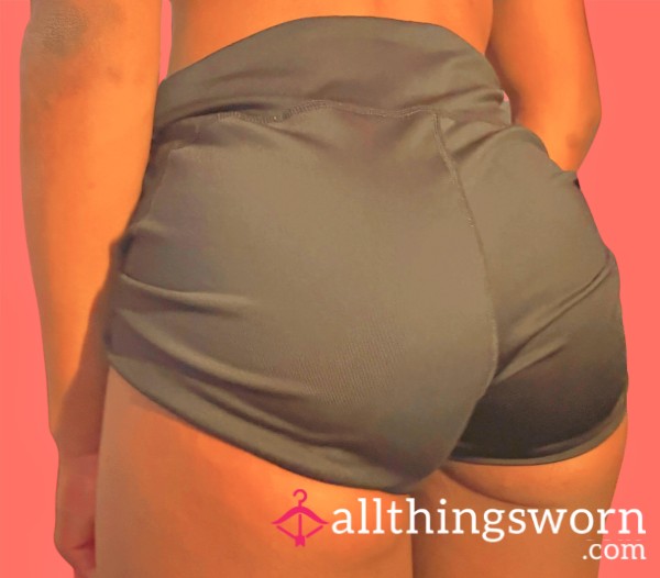 Pink Locker Essential — Black S**y Tight Spandex Shorts