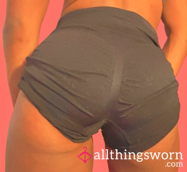 Pink Locker Essential — Black S**y Tight Spandex Shorts