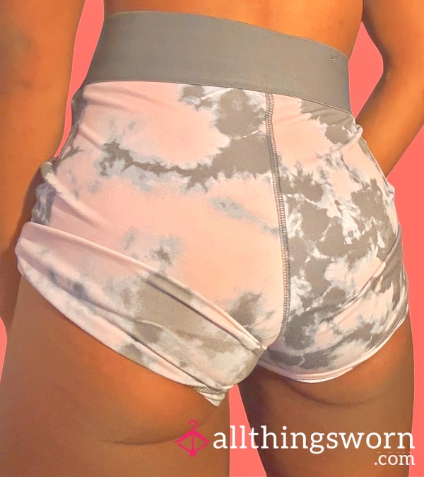 Pink Locker Essential — Pink & Grey Marbled S**y Tight Spandex Shorts