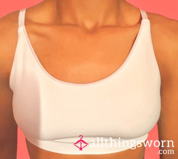 Pink Locker Essential — White Sports Bra