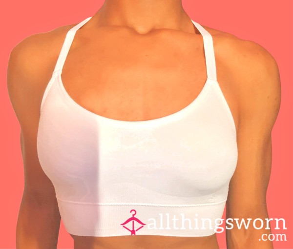 Pink Locker Essential — White Sports Bra