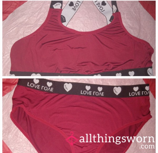Pink Love Bra And Panties Set