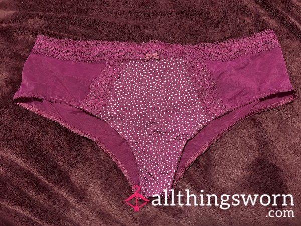 ~PINK MESH BACK SATIN FRONT LACE TRIM CHEEKY PANTY~