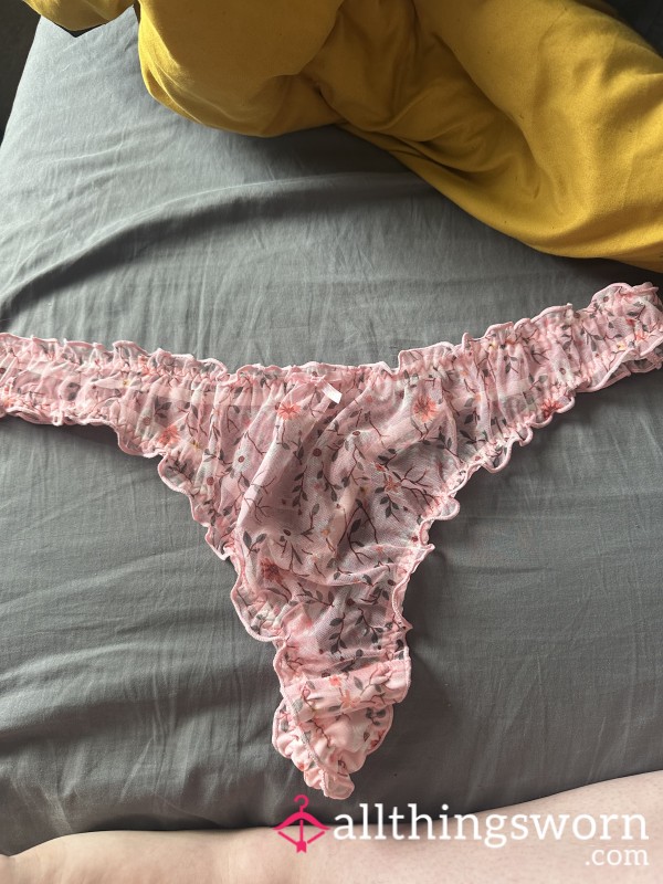 Pink Mesh Flor*l Thong😈
