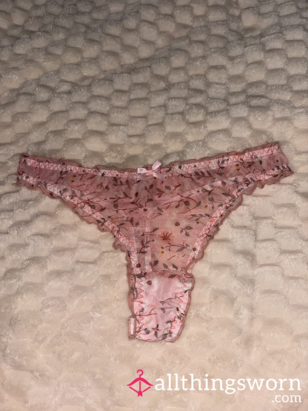 Pink Mesh Thong