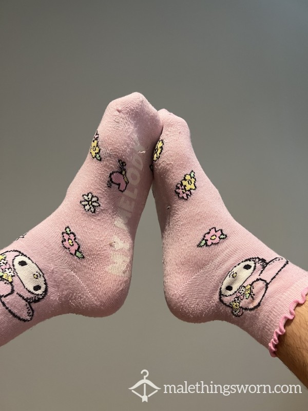 Pink My Melody Socks Flowers