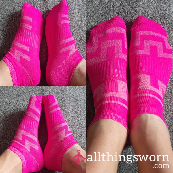 Pink Neon Trainer Socks Worn By T Goddess 🧦🏳️‍⚧️😈