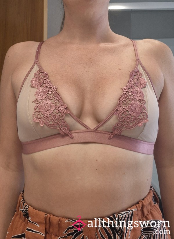 Pink Netted Lingerie Bra - Small UK 10 / US 6