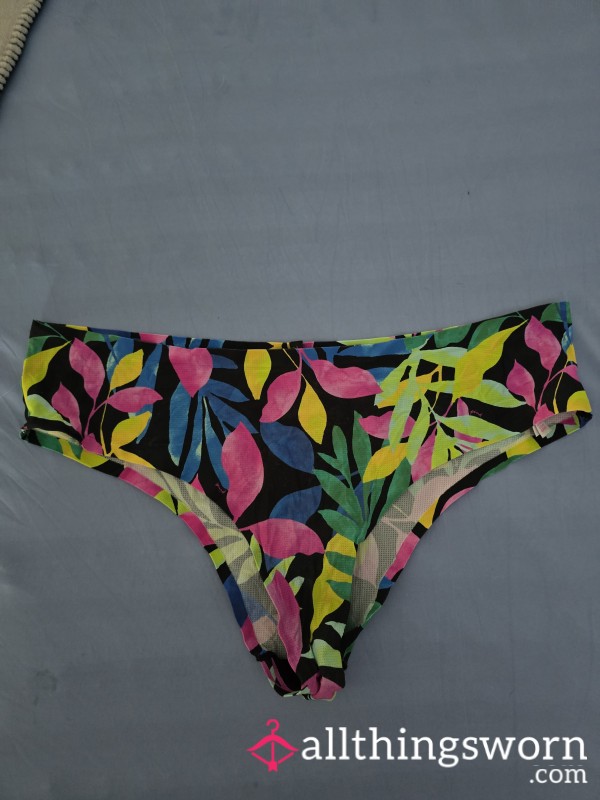 Pink! Nylon Flor*l Panties