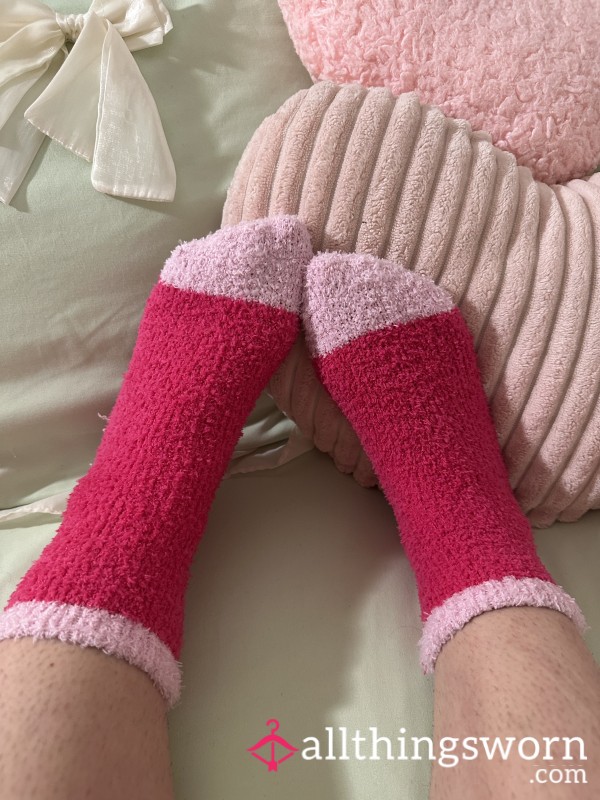 Pink On Pink Fuzzy Socks | 3day, 1week, Or 2week