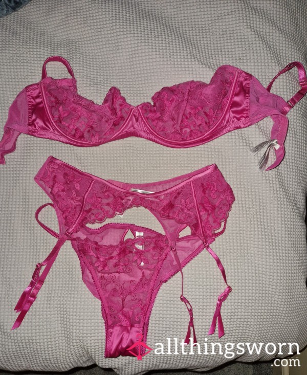 Pink Panties, Bra, Suspender