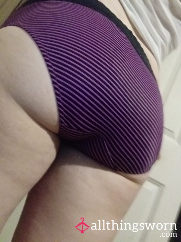 Pink Panties With Black Stripes And Black A Lace On The Top 👅