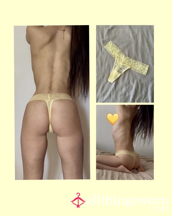 💛 Yellow Panties With Lace In Size S, Worn For At Least 24h Or More If You Like 😏