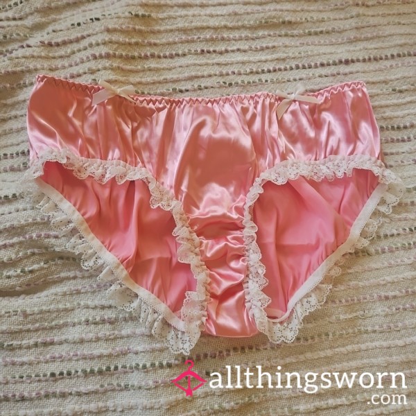 Pink Panties With White Lace Extra Large