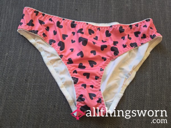 Pink Panty With Black Hearts Size Extra Large