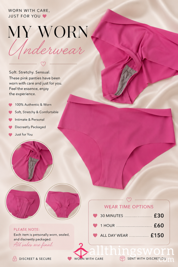 🌺 Pink Pa**ion 🌺  Slip Into Something Special With This Vibrant Pink Pair—soft, Smooth, And Designed For All-day Comfort. Worn Exclusively For You With Care, These Panties Are Perfect If You’