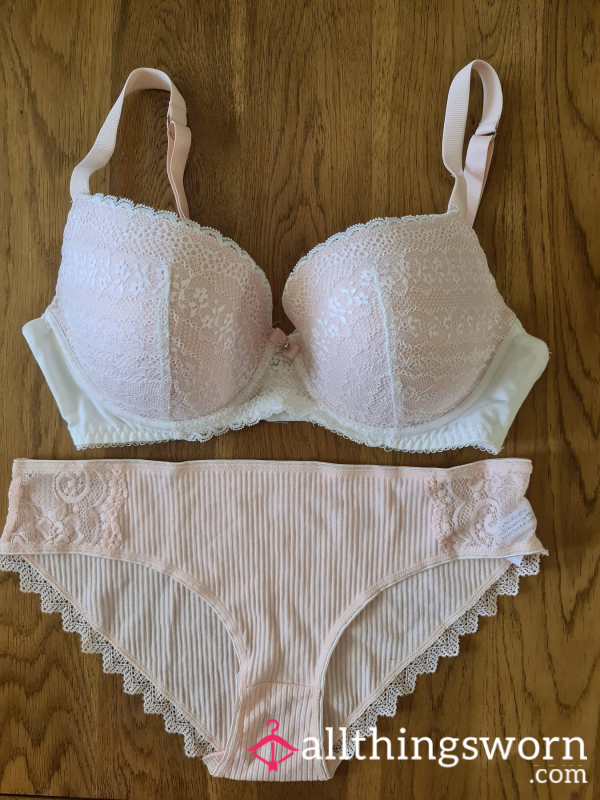 Pink Peach Bra And Pantie Set