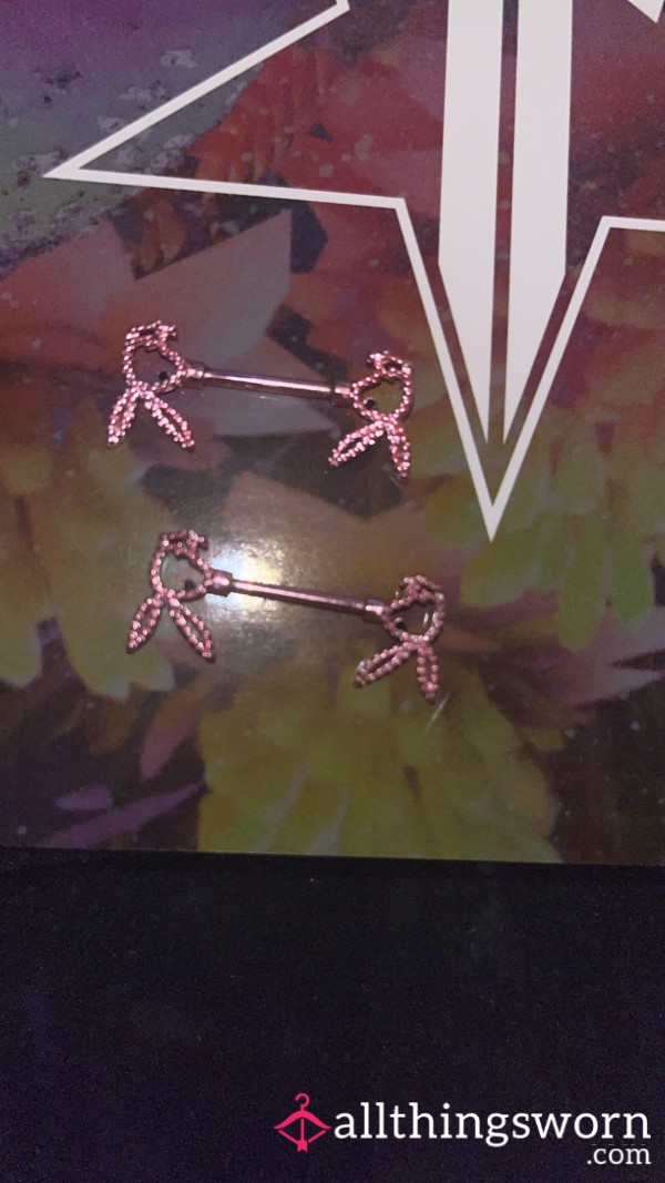 Pink Playboy Nipple Rings