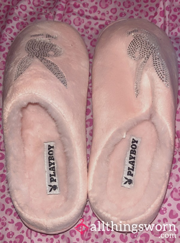 Pink Playboy Slippers 🐰🌸 (custom Worn)