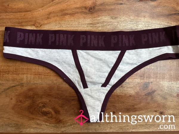 PINK Playtime 🍒 Worn Cotton Thong With A Flirty Fit