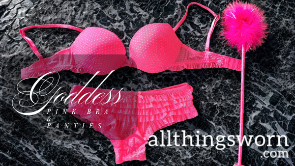 Pink Polka Dot Bra & Panties - Scented By Goddess For 24 Hrs (size 8/small)
