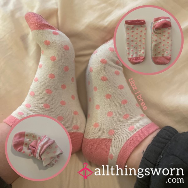 Polka Dot Socks - Pink - Tracked Shipping Included (USA & Canada)
