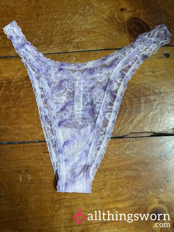 🩷💜 Pink & Purple Tie Dye Lace Tanga, XXL, VS