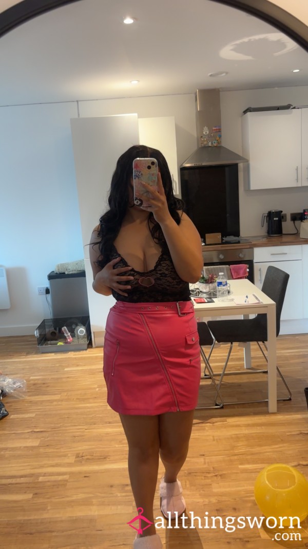 Pink PVC Leather Skirt